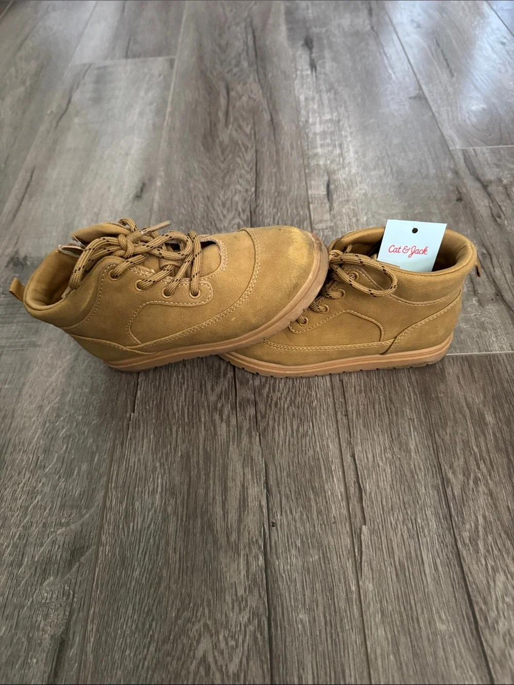 Cat & Jack Han / Cognac Kids Tan Lace-Up Boots